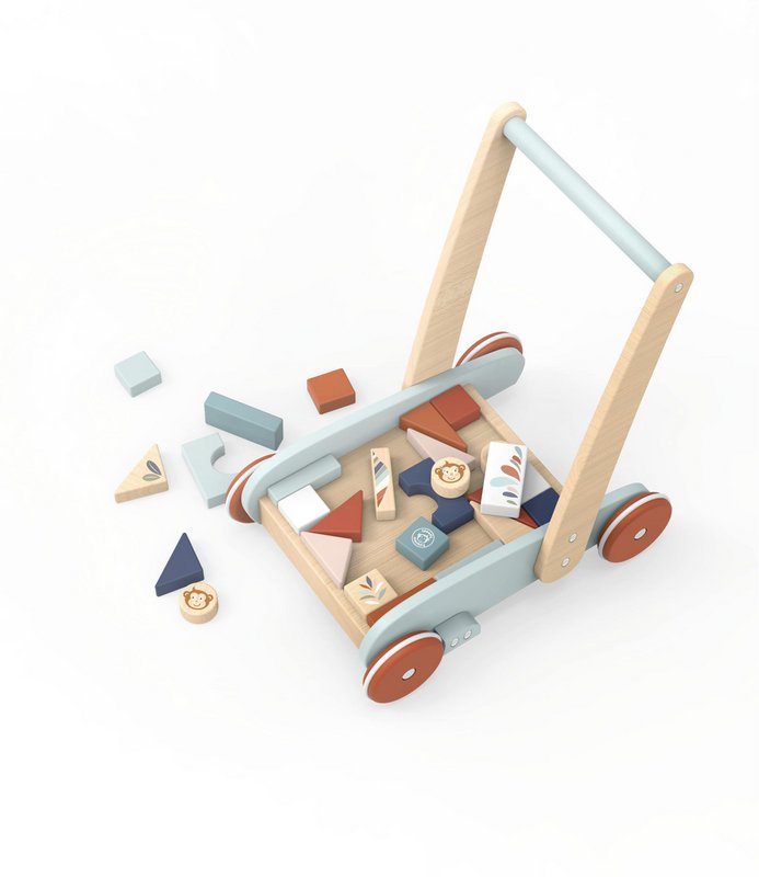 Speedy Monkey – Laufwagen und Formspiel – 27 Blöcke – 35,5 x 25 x 41 cm