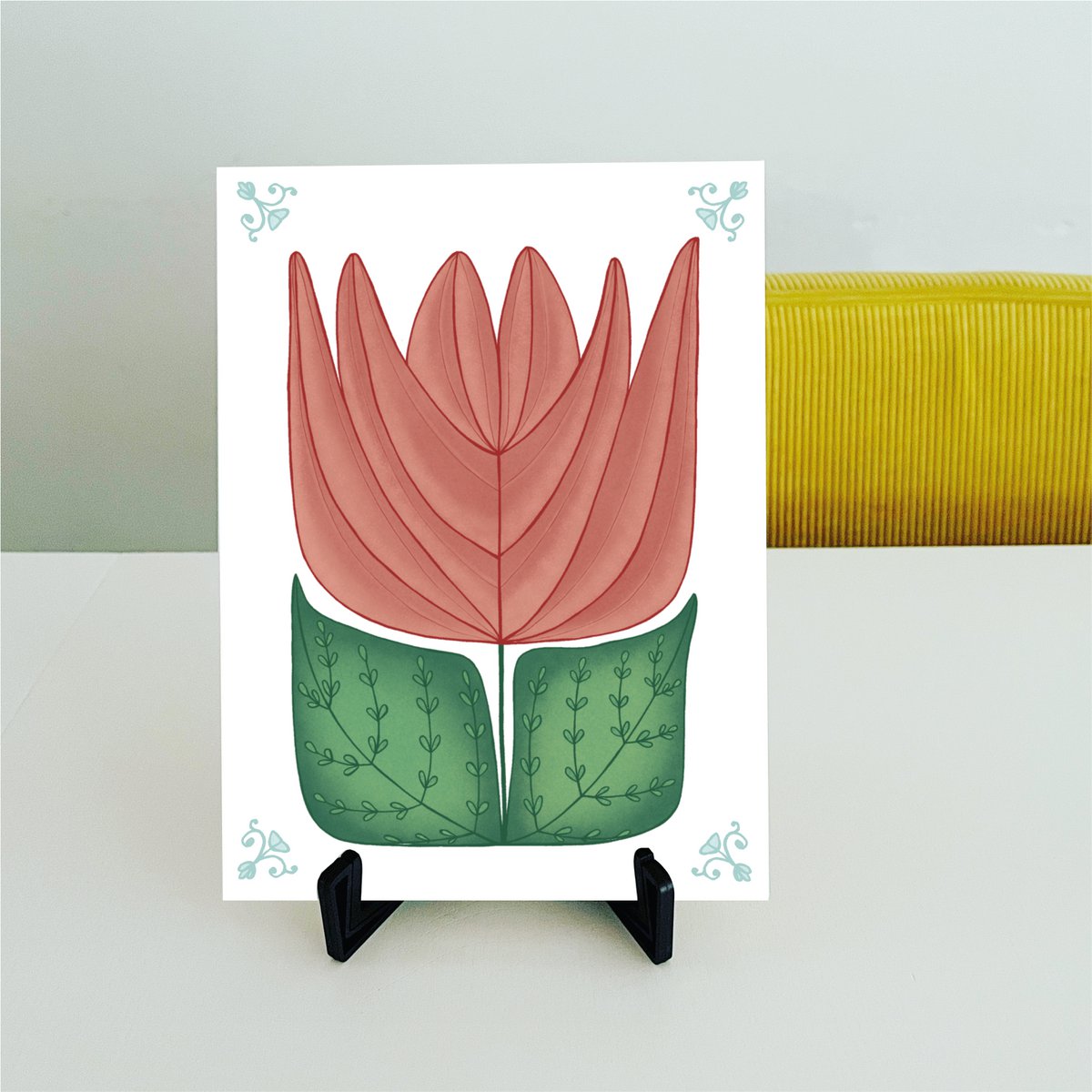 Toffe tegel met tulp en blauwe details