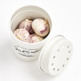 Voorraadpot “Knoflook”, metaal, wit