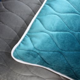 Kissen Samt türkis mit Keder grau 40x40 / 50x50 cm Sofakissen 