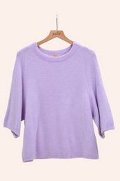 Pull col rond manches raglan 3/4 en alpaga et laine