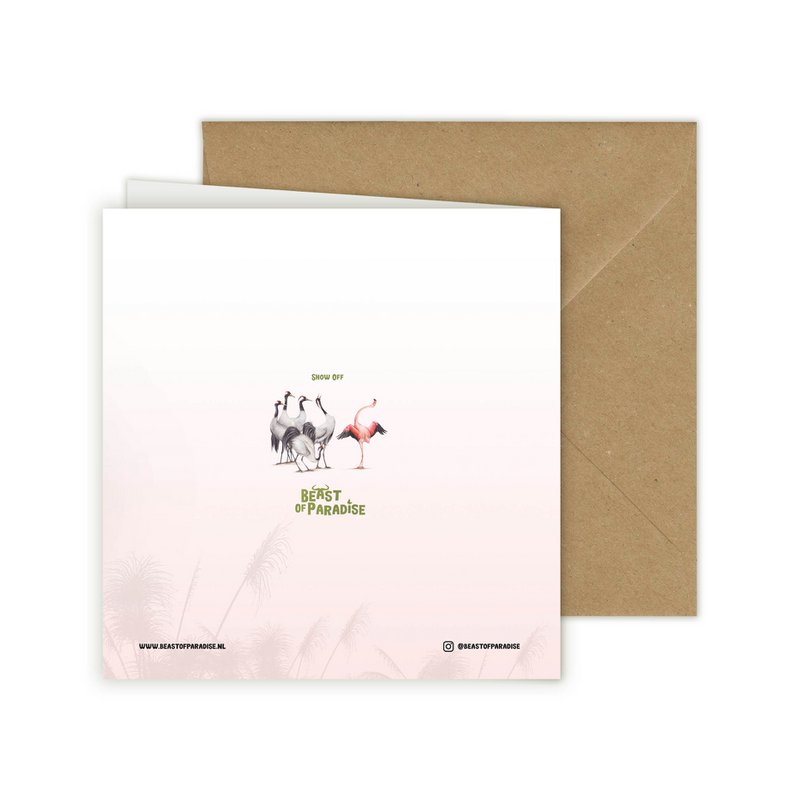 Flamingo & Cranes - Greeting Card, 13 x 13 cm, Birds, Cards