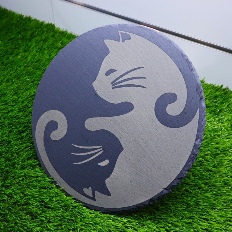 Premium Yin Yang Cat łupek do serwowania, prezent w kuchni
