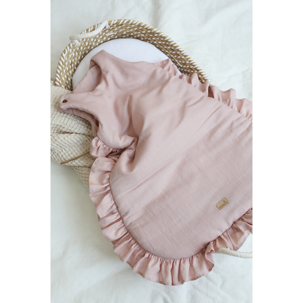 linnen babyslaapzak met ruches, babyslaapzak met ruches zomer 1 TOG, 1,5 TOG, 2,5 TOG