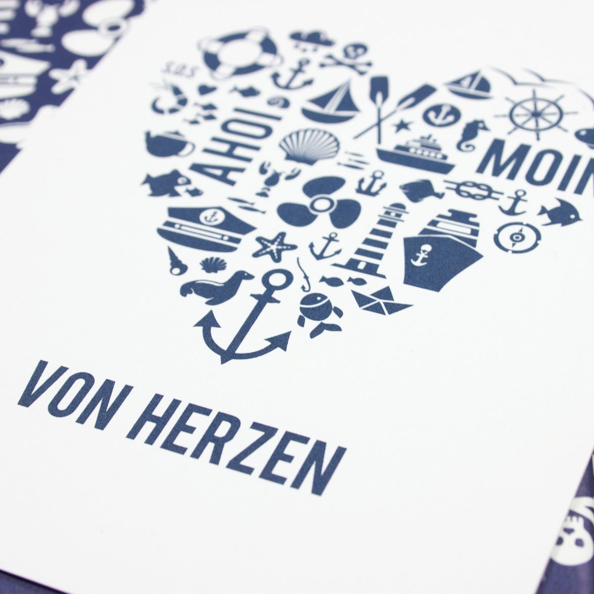 Maritime Postkarte "Von Herzen" aus Recyclingpapier