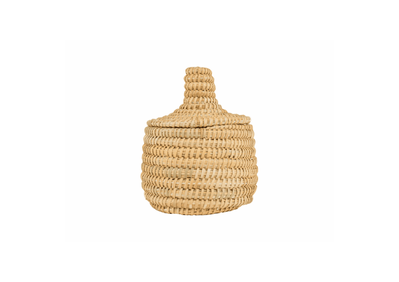 Moroccan Rattan Basket with Lid, Boho, Ethnic, Handmade Moroccan Basket 15 cm