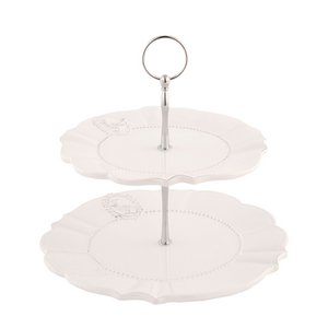 Etagère 2 Lugs 23 cm Beige Ceramic Cake Plateau