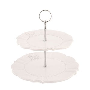 Etagère 2 Lugs 23 cm Beige Ceramic Cake Plateau