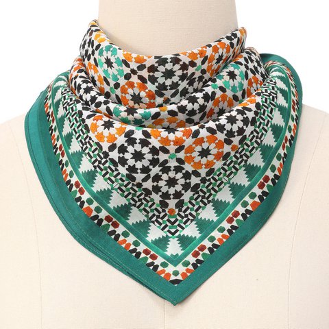 Green Square Silk Scarf Sabika