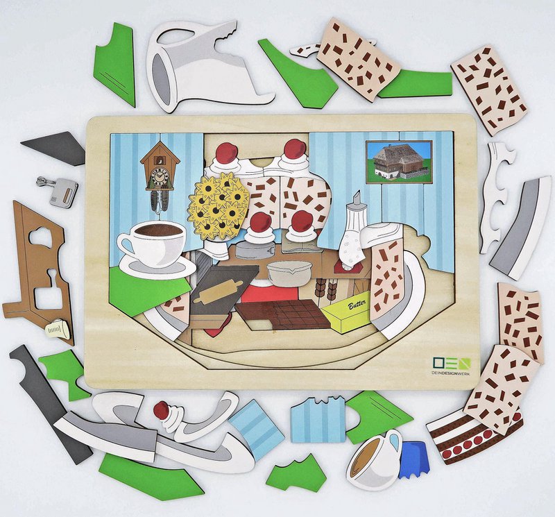 Puzzle transparent : Gâteau Forêt-Noire | Puzzle en bois multicouche pour toute la famille | Cadeau pour les amoureux de la Forêt-Noire