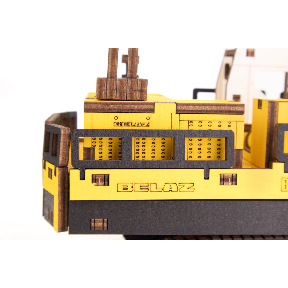 Eco Wood Art (EWA) 3D mechanisches Holzpuzzle, Bergbau-Hydraulikbagger BX20012, 4547, Farbe Gelb, 26,5 x 10,4 x 11,7 cm