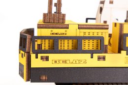Eco Wood Art (EWA) 3D mechanisches Holzpuzzle, Bergbau-Hydraulikbagger BX20012, 4547, Farbe Gelb, 26,5 x 10,4 x 11,7 cm