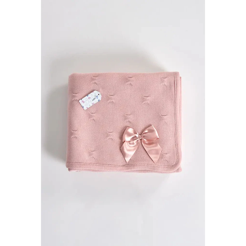 Coperta in maglia foderata per bebè con fiocco e stelle