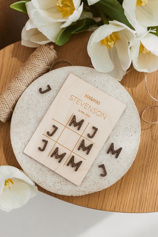 Natural Personalized Wooden Wedding Favor - Custom Tic Tac Toe Game - Rustic Wedding Keepsake Gift| Personalized Wooden Wedding Favor