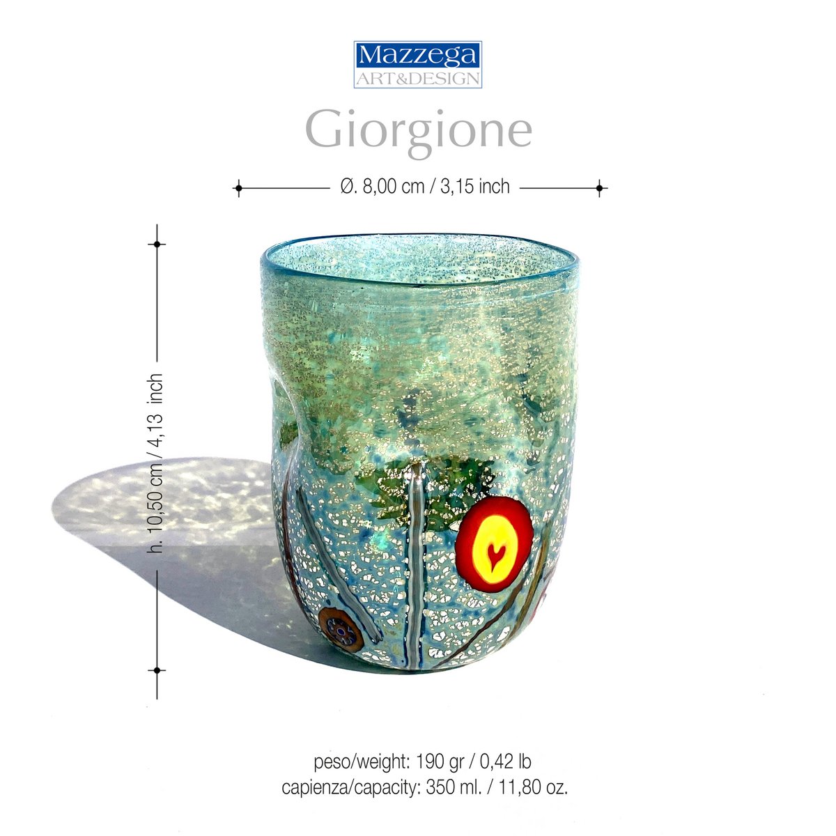 Giorgione -briller i Murano Glass, lavet på øen Murano, sprængt og håndlavet af Masters Vetrai - Special Edition - 350 ml.