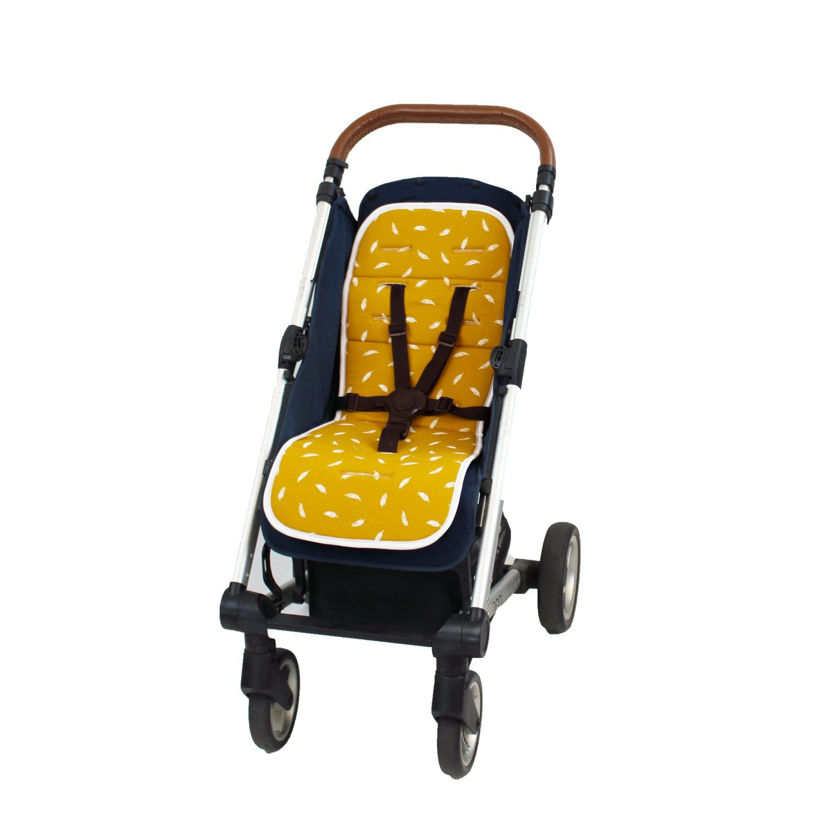 Buggy Insert Cushion - Ocher Yellow with White Feathers