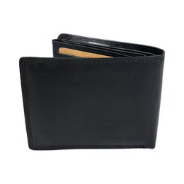 Wallet men's black rfid anti skim real leather