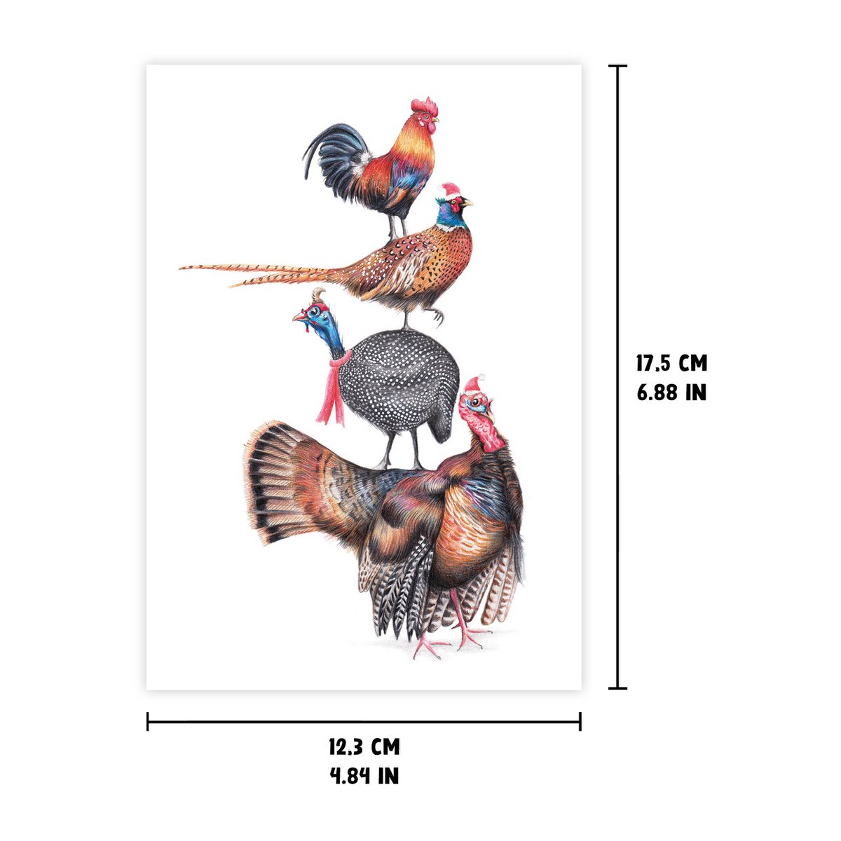 Poultry Christmas Card, Greeting Card, Holiday Card 12,3 x 17,5 cm