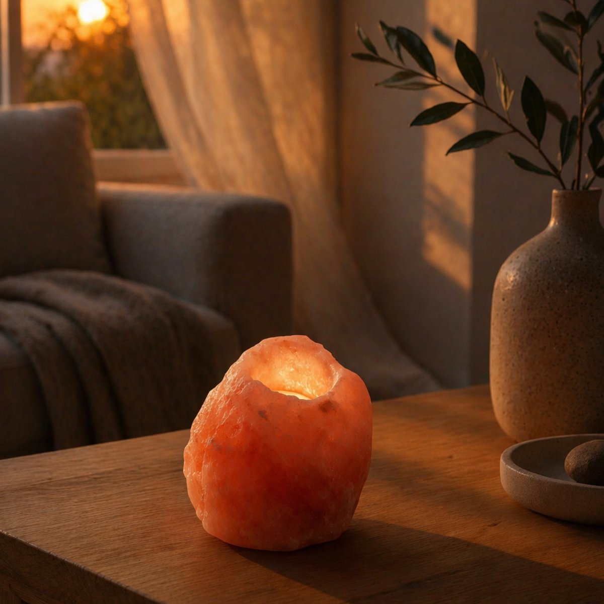 Himalayan salt candle holder - For CHAUTER CHAUTER - RADS 500G format - Gift idea - Original decoration object