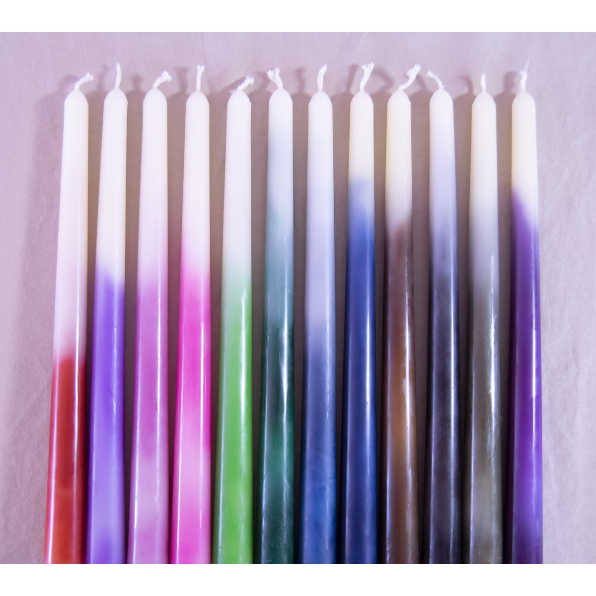 Vela cónica de cera de abeja Ombre de 10" - Haga su mezcla de colores Copiar