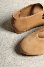 CAMILA COGNAC – Ballerina's met ronde neus