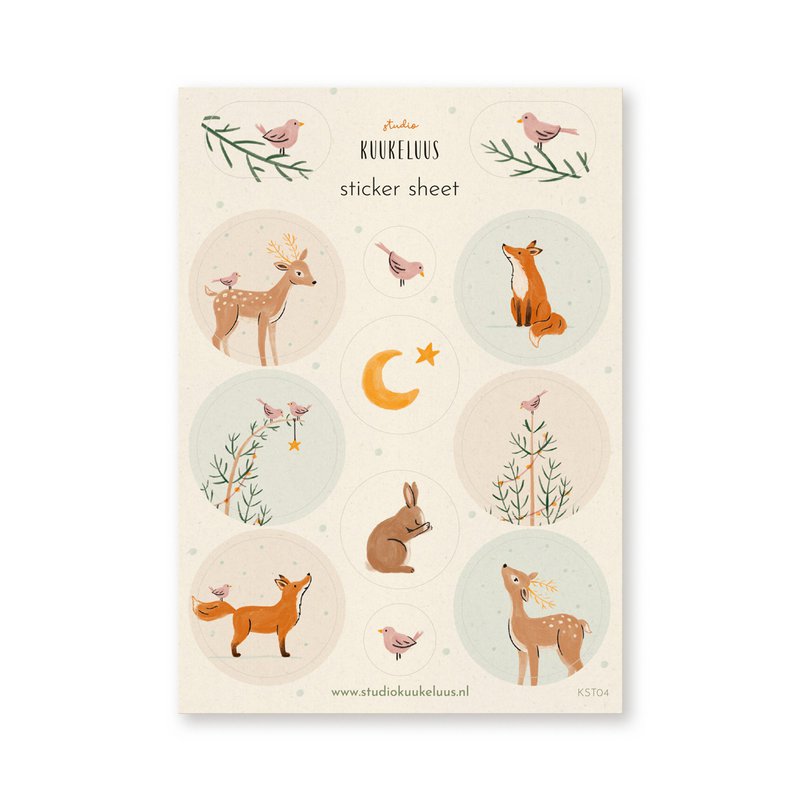 Hoja de pegatinas | Animales de bosque