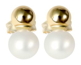 333/- Guld ørestikker med kulturperle Ø 5 mm, gult guld, 8 karat