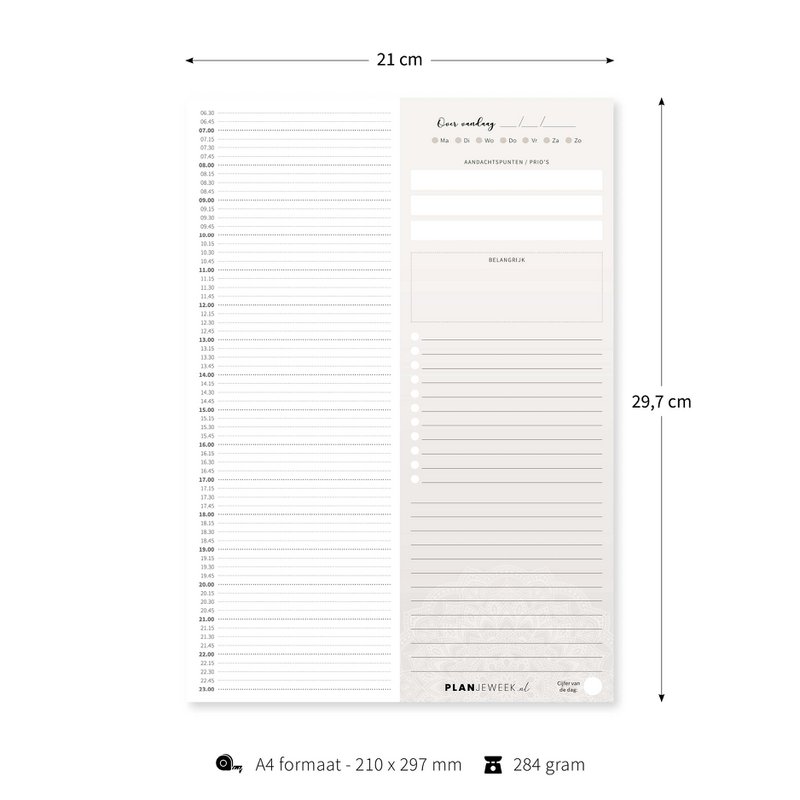 A4 dagplanner 'Steen' schrijfblok