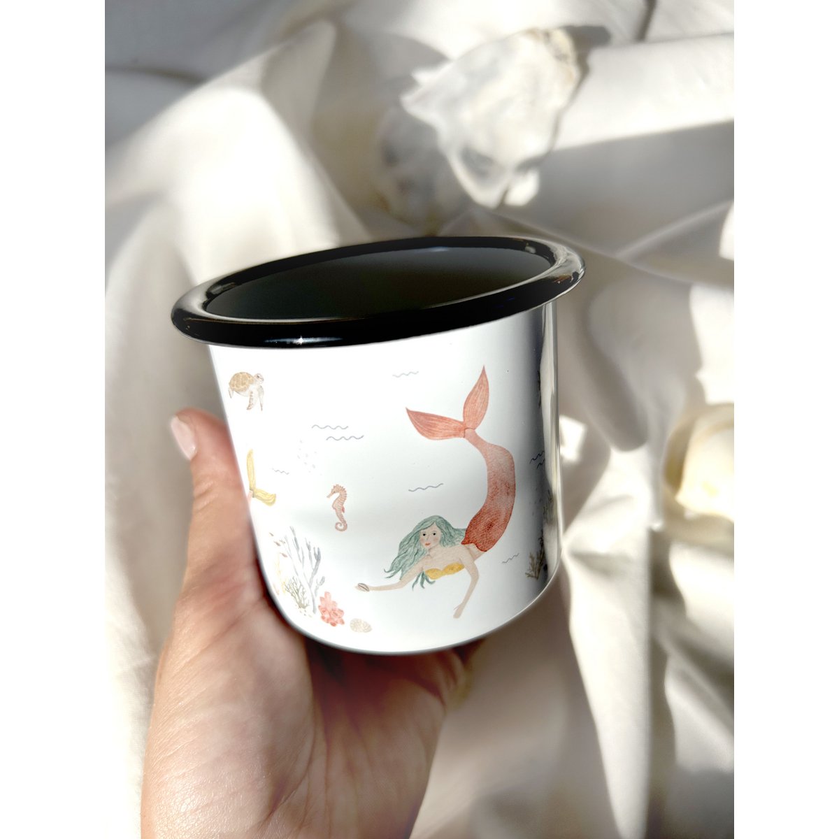 Enamel cup mermaids | Mug | Children's mug | Girl | Mermaid | Underwater | Watercolor | Watercolor || HEART & PAPER