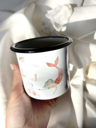 Sirene in tazza smaltata | Tazza | Tazza per bambini | Ragazza | Sirena | Sott'acqua | Acquerello | Acquerello || CUORE E CARTA