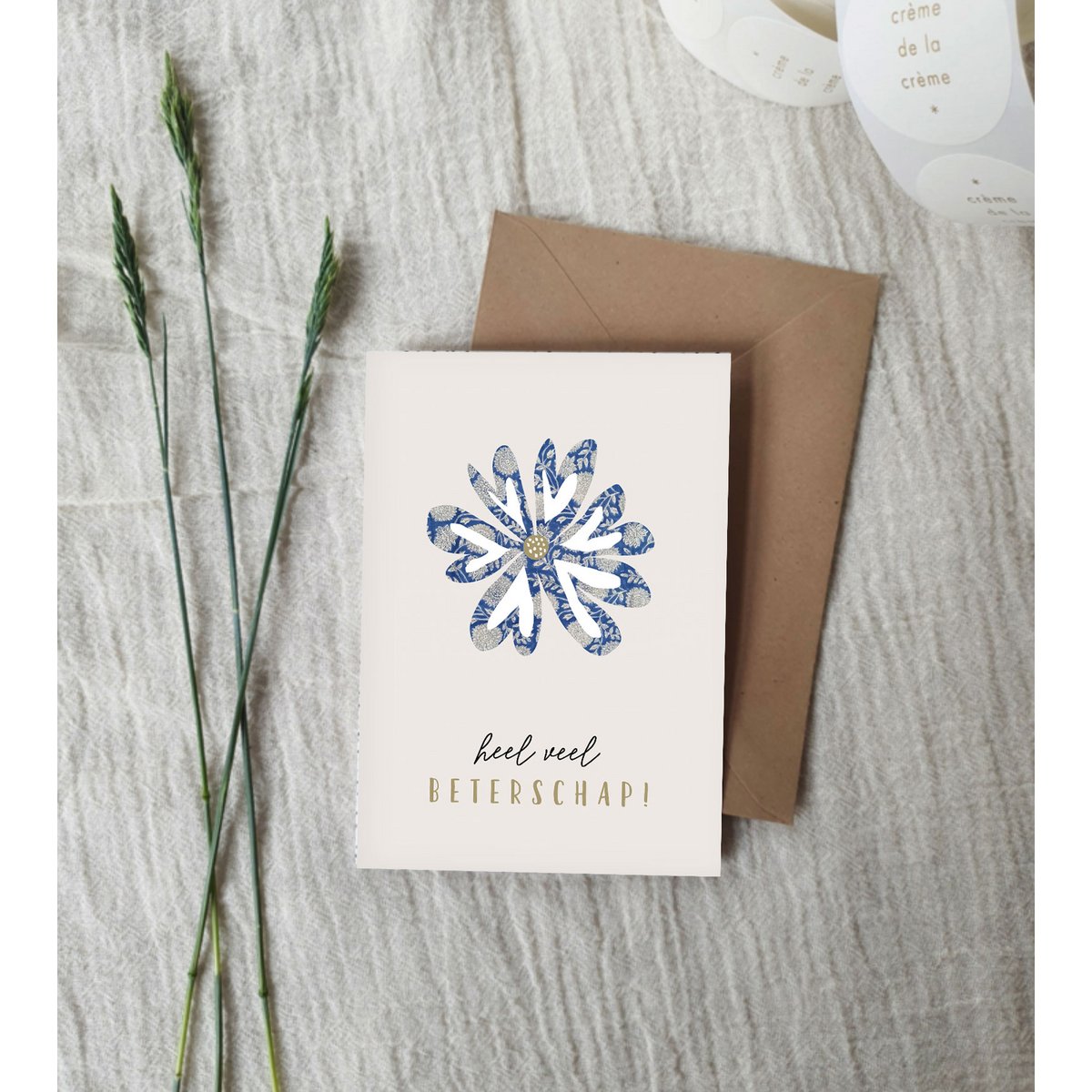 Dubbele wenskaart + envelop | Beterschap