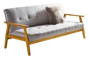 Sofa bed 190x85x81 cm light gray woven fabric