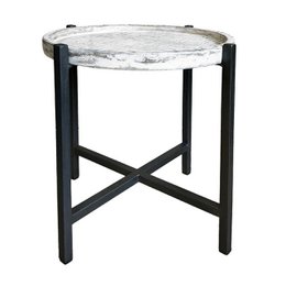 Side table Ø46xH45cm coffee table living room table round omaha metal frame old silver