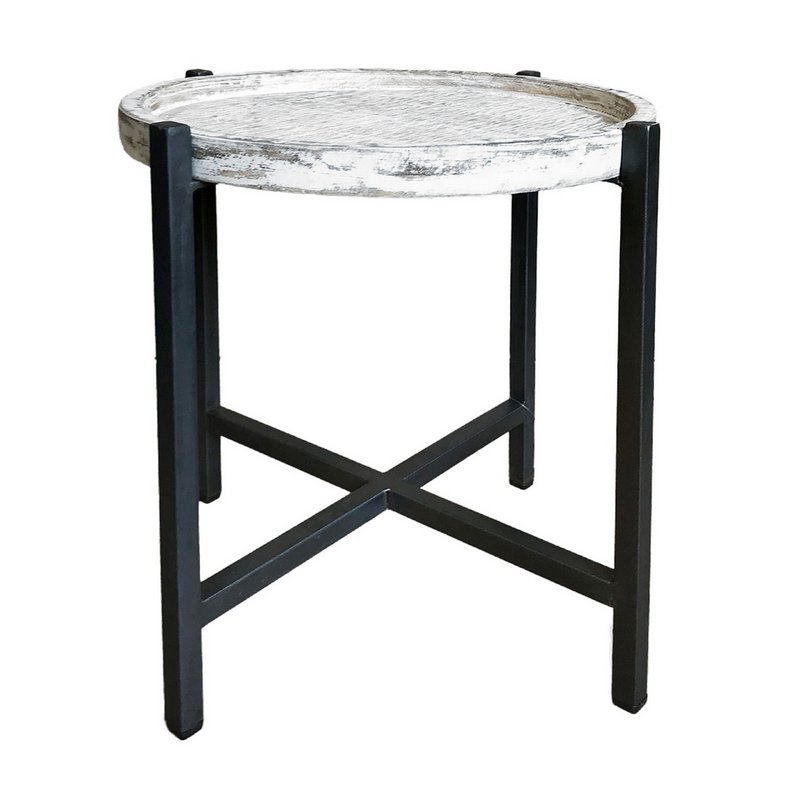 Side table Ø46xH45cm coffee table living room table round omaha metal frame old silver