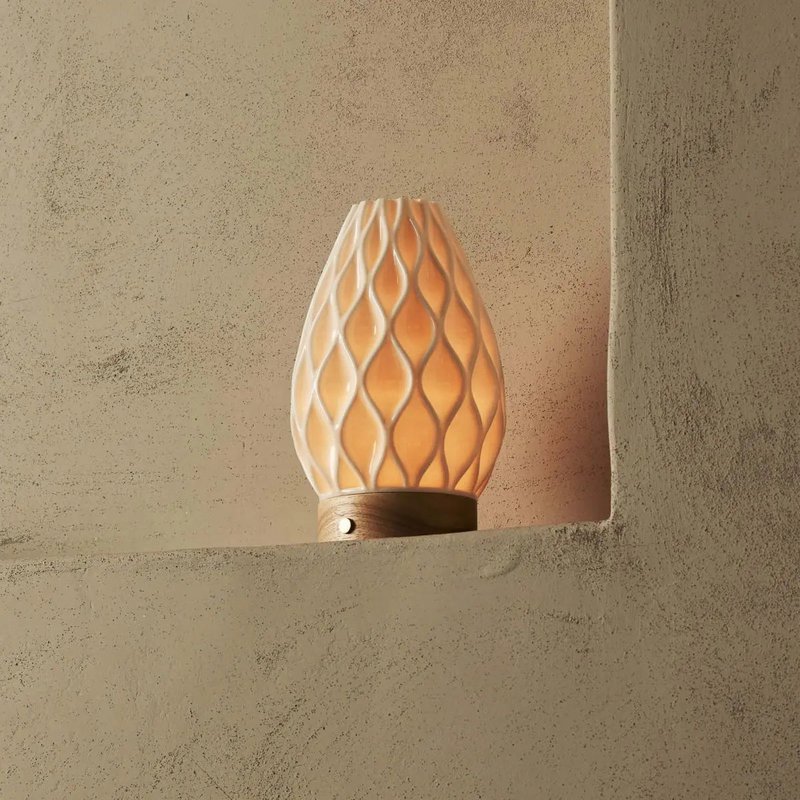 Vela Light Brown Wooden Rechargeable Table Lamp