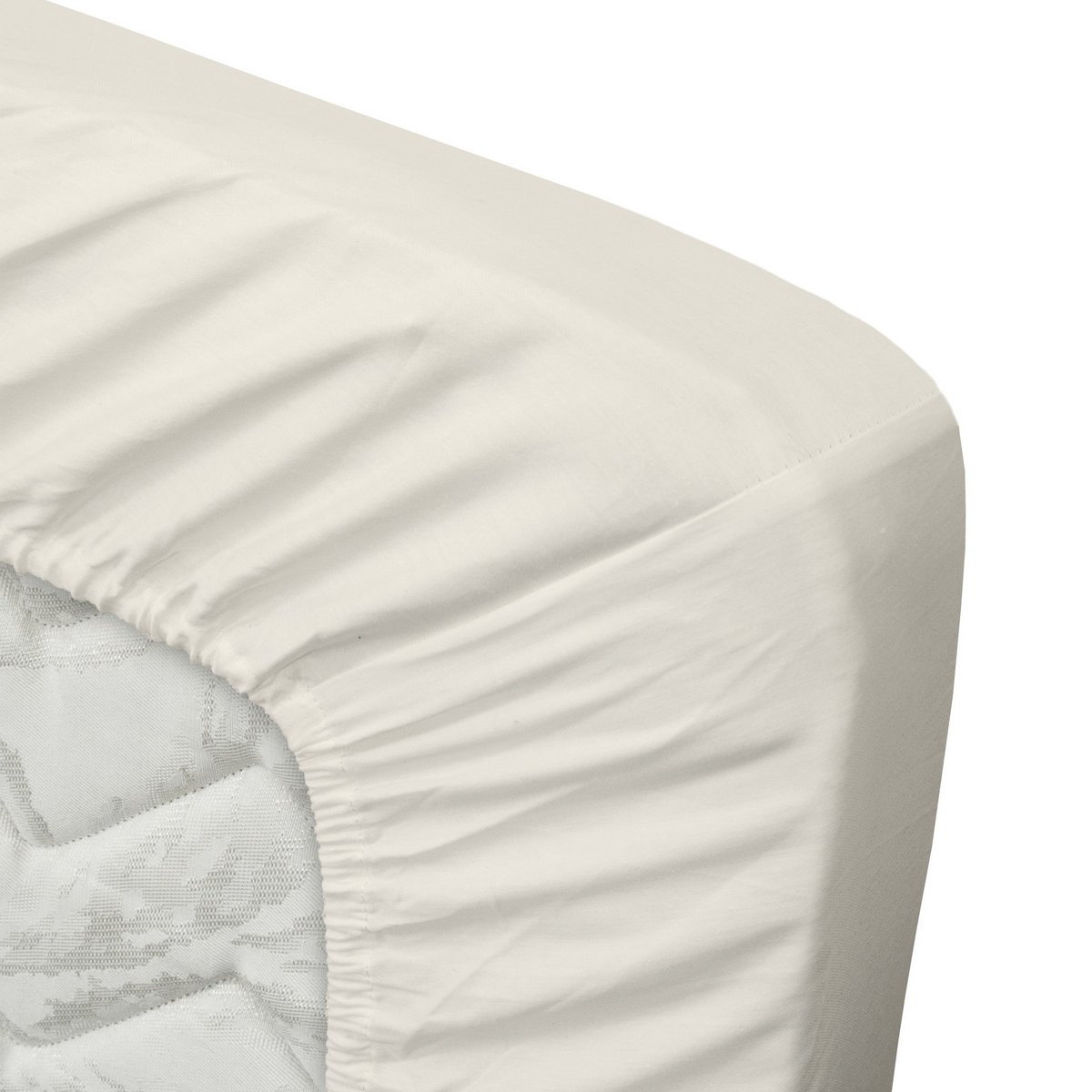 100% Cotton Satin Topper Fitted Sheet - Natural