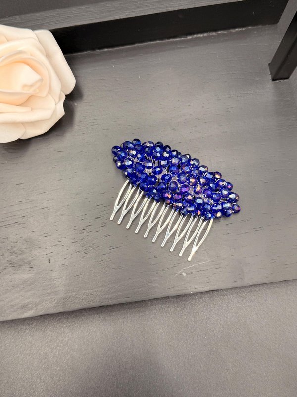 Peineta de cristal con iris azul para peinados de novia