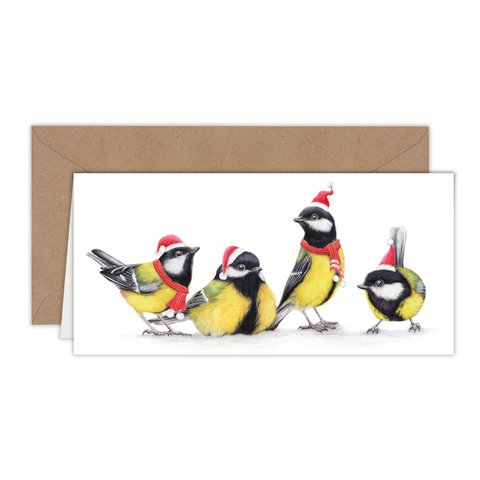 Kerstkaart, vogelvakantiekaart, dierenwenskaarten