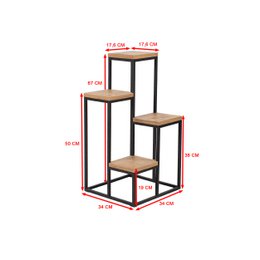 Metal plant rack with wooden etageres from Naturn Living | Etagere Plants | Spice rack | Flower rack indoor - outdoor | Plant stand | Plant column | Matt black