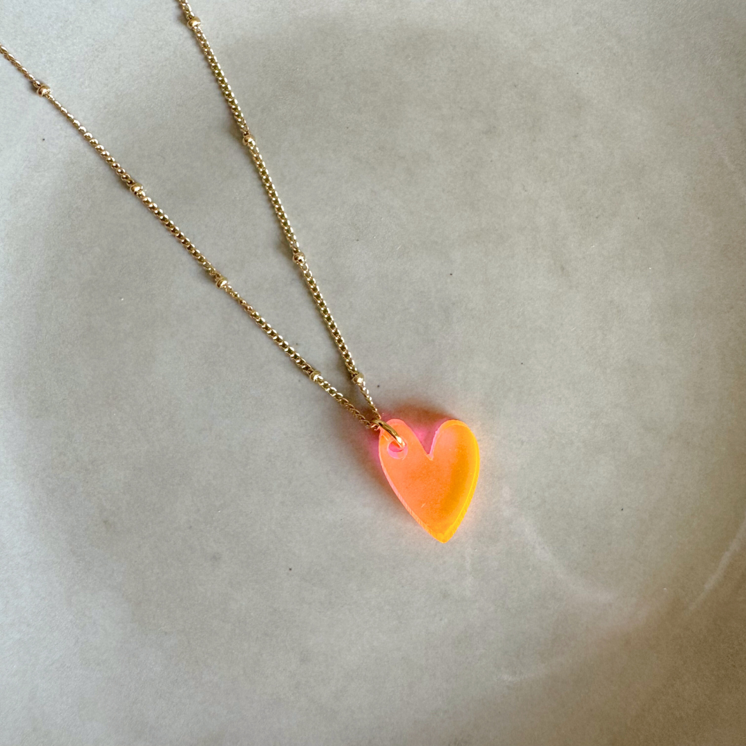 Uroki Ketting Lume | Serce Neonowe Pomarańczowe Złoto