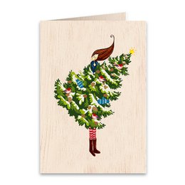 Albero di Natale Biglietto di auguri piegato in legno