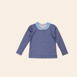 Girls' gray sweater with peter pan collar, available in sizes 92-140.