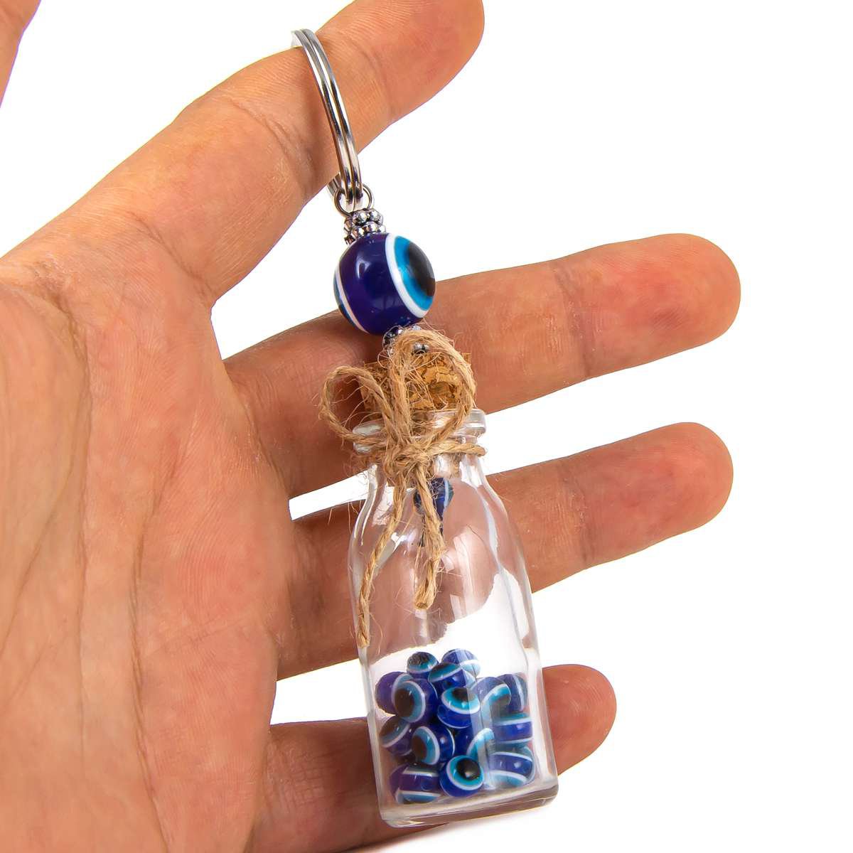Glass key rings - blue - 12 x 3cm