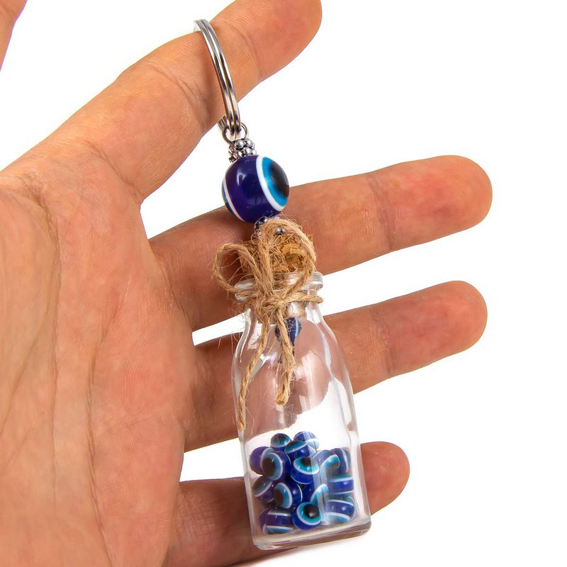 Glass key rings - blue - 12 x 3cm
