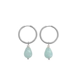 Amazoniet Druppel Oorringen - Zilver