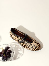 LIZA CHEETAH – Hair-On-Leder-Mary-Jane-Ballerinas