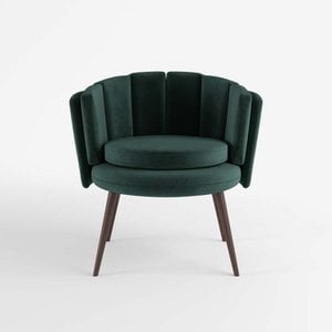 Armchair in forest green velvet and rubberwood, Jill