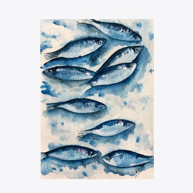 Póster: banco de peces azules