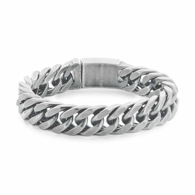 Mat stalen armband groot