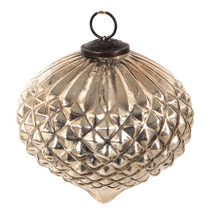 Kerstbal Ø 15 cm Zilverkleurig Glas Kerstdecoratie